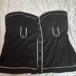 Bebe Black Strapless Top with White Accents